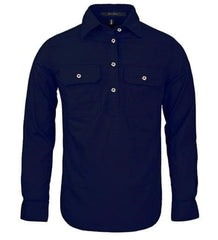 Pilbara Women's French Navy Closed Front Long Sleeve Shirt