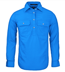 Pilbara Women's Light Blue Closed Front Long Sleeve Shirt