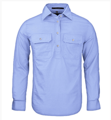 Pilbara Women's Pale Blue Closed Front Long Sleeve Shirt